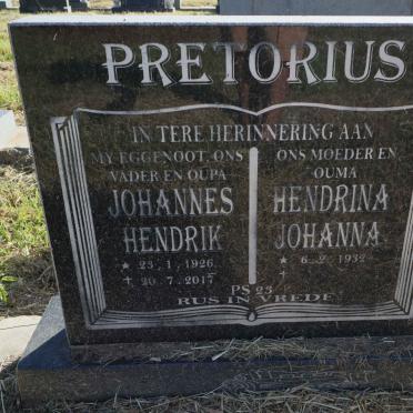 PRETORIUS Johannes Hendrik 1926-2017 &amp; Hendrina Johanna 1932-
