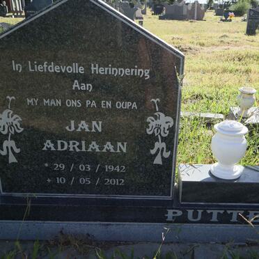 PUTTER Jan Adriaan 1942-2012 &amp; Alberta Jacoba 1943- :: PUTTER Nicolaas Johannes 1972-2013