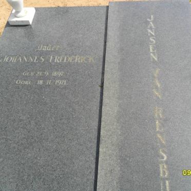 RENSBURG Johannes Frederick, Jansen van 1897-1971 &amp; Hester Johanna 1891-1972