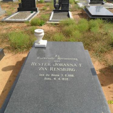 RENSBURG Hester Johanna F., van nee DE BRUIN 1910-1972