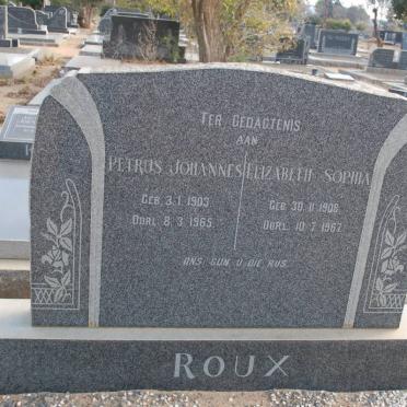 ROUX Petrus Johannes 1903-1965 &amp; Elizabeth Sophia 1908-1967