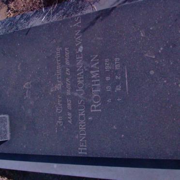 ROTHMAN Hendrickus Johannes van As 1926-1979