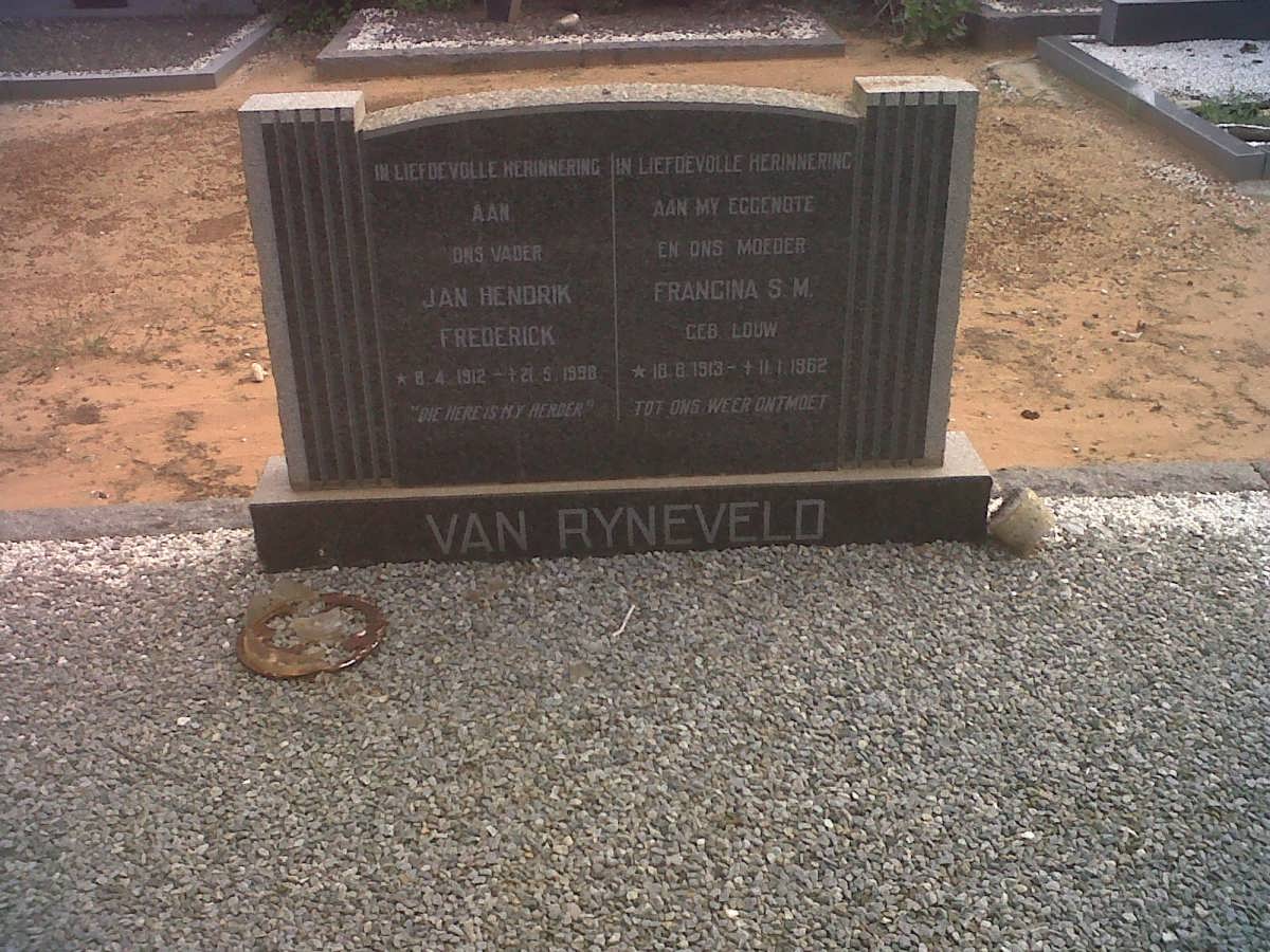 RYNEVELD Jan Hendrik Frederick, van 1912-1998 &amp; Francina S.M. LOUW 1913-1962 