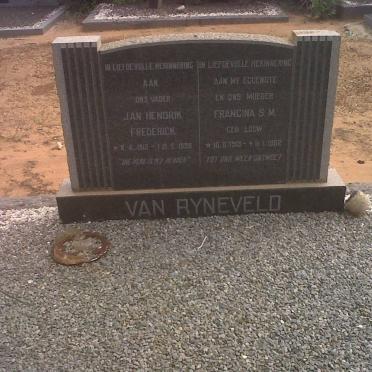 RYNEVELD Jan Hendrik Frederick, van 1912-1998 &amp; Francina S.M. LOUW 1913-1962 