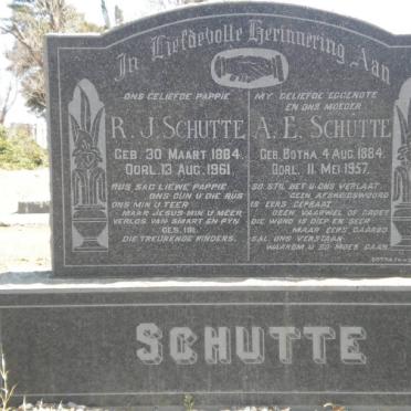 SCHUTTE R.J. 1884-1961 &amp; A.E. BOTHA 1884-1957