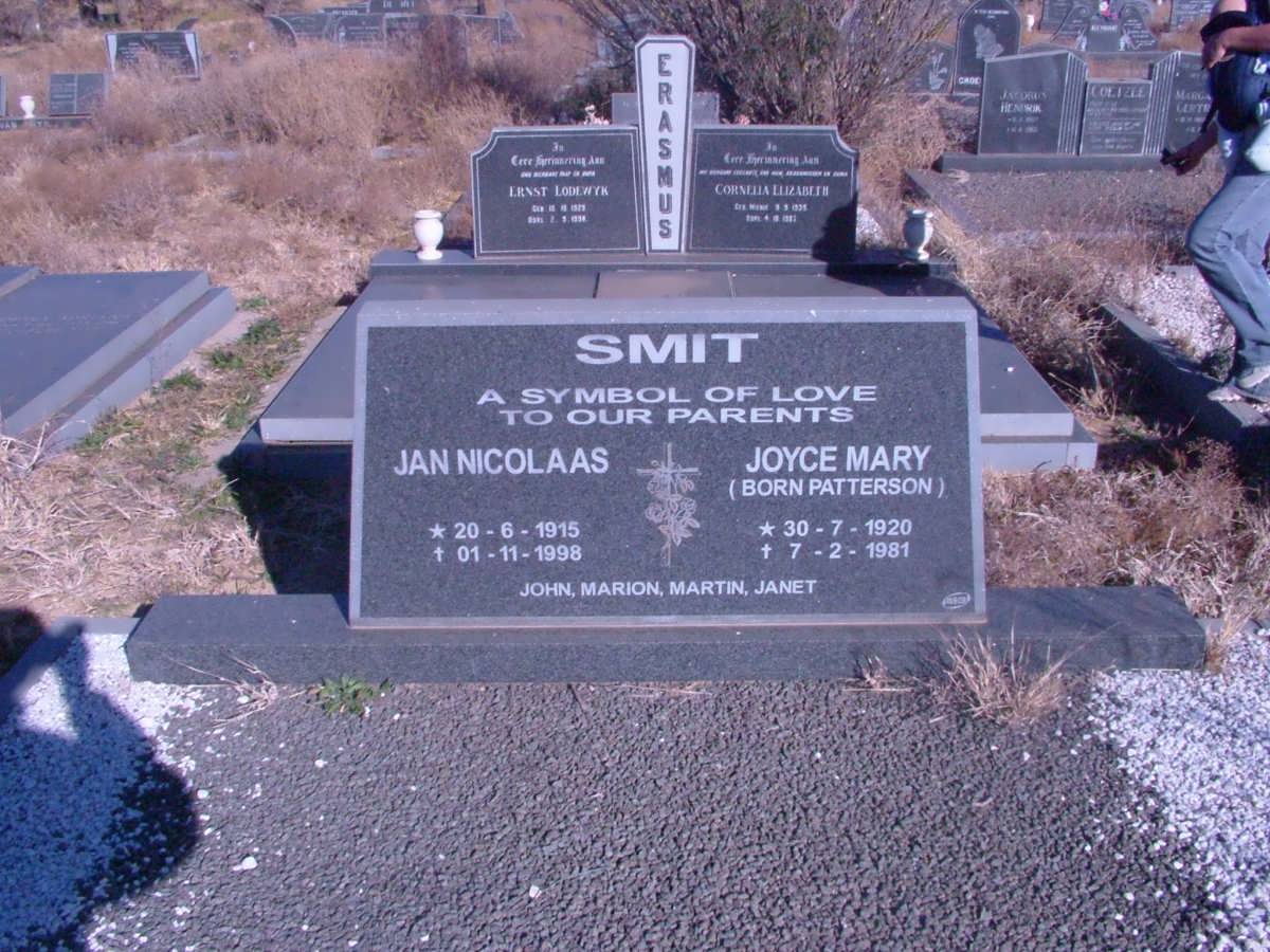 SMIT Jan Nicolaas 1915-1998 &amp; Joyce Mary PATTERSON 1920-1981