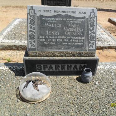 SPARKHAM Walter Henry 1908-1996 &amp; Maria Magdalena Catharina VAN VUUREN 1911-1956