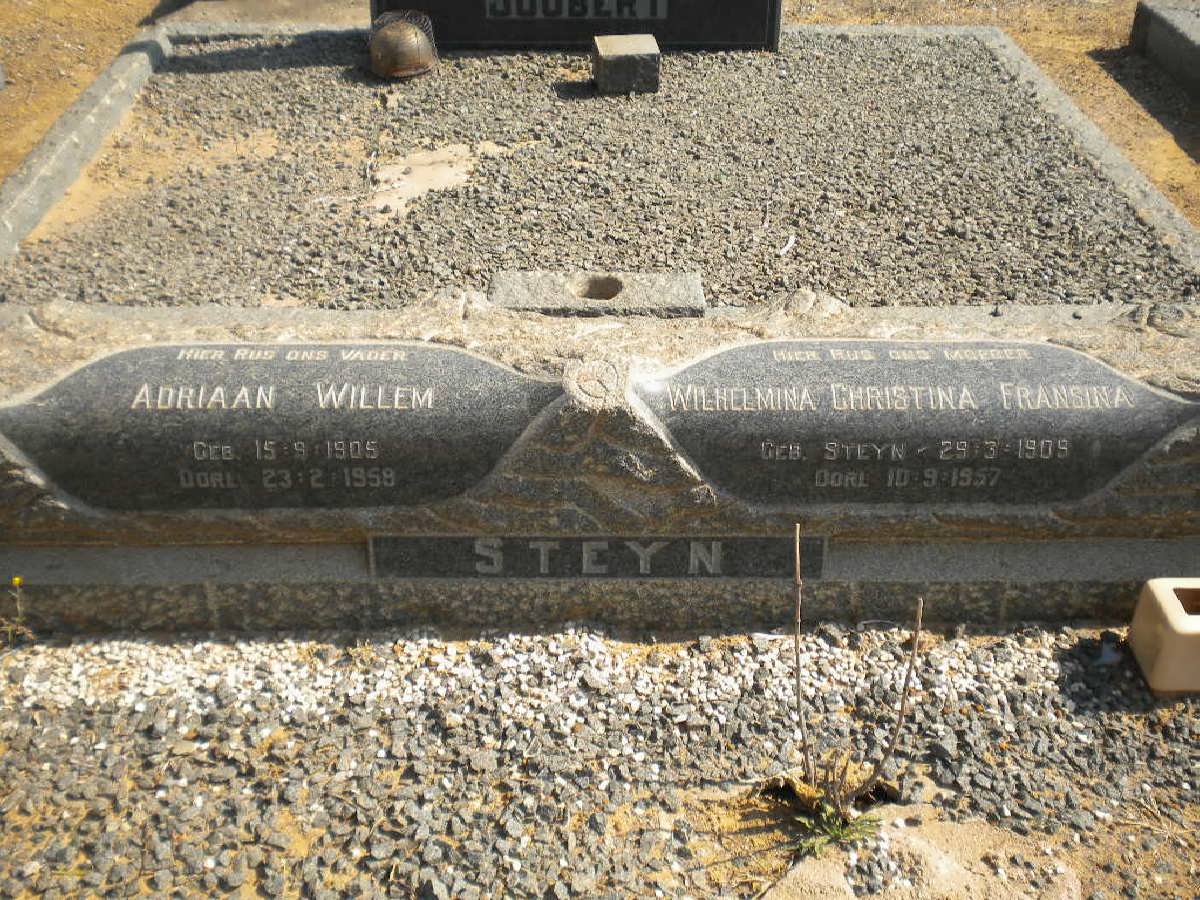 STEYN Adriaan Willem 1905-1959 &amp; Wilhelmina Christina Fransina STEYN 1909-1957