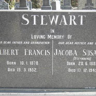 STEWART Albert Francis 1878-1952 &amp; Jacoba Susanna STEYNBERG 1882-1945 