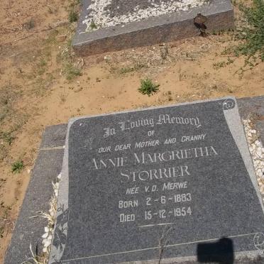 STORRIER Annie Margrietha nee V.D. MERWE 1883-1954