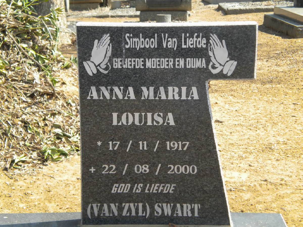 SWART Anna Maria Louisa nee VAN ZYL 1917-2000