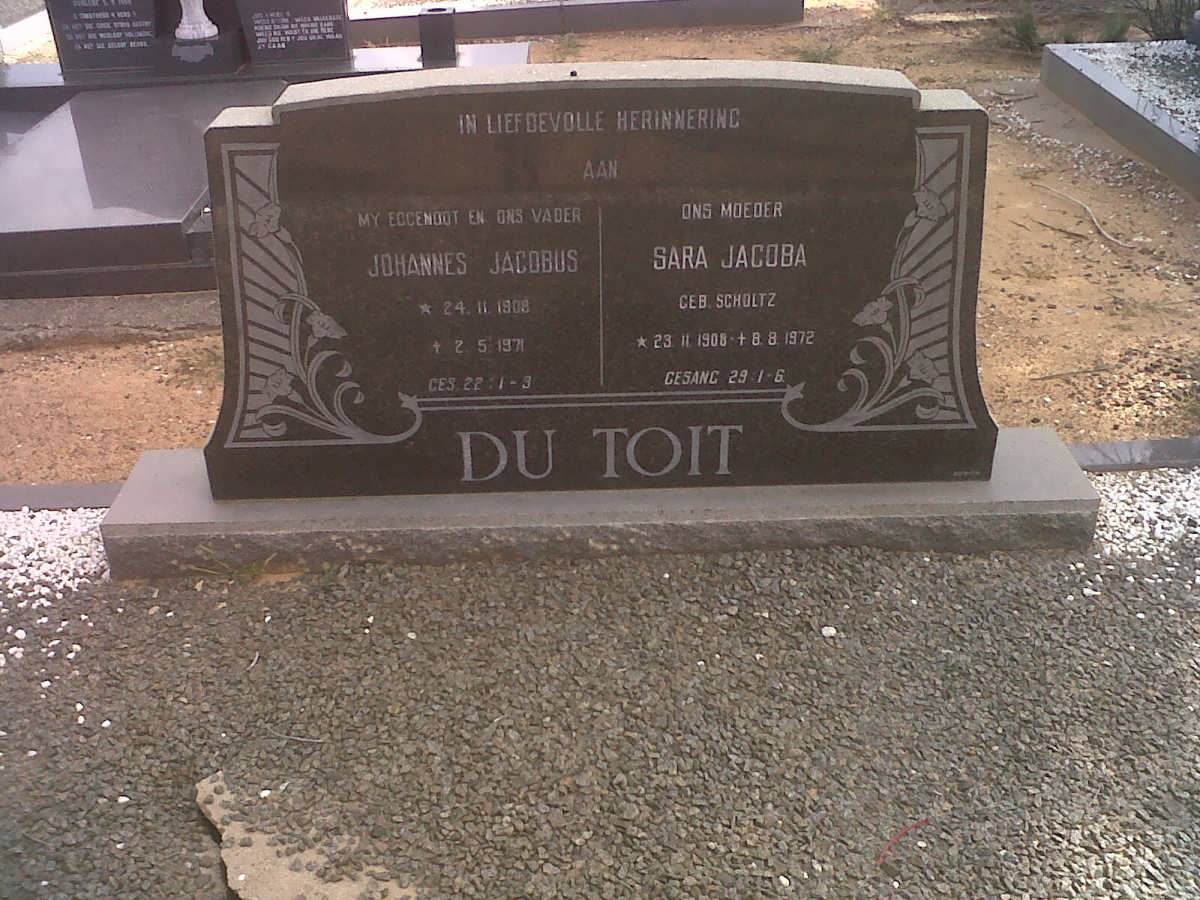 TOIT Johannes Jacobus, du 1908-1971 &amp; Sara Jacoba SCHOLTZ 1908-1972 