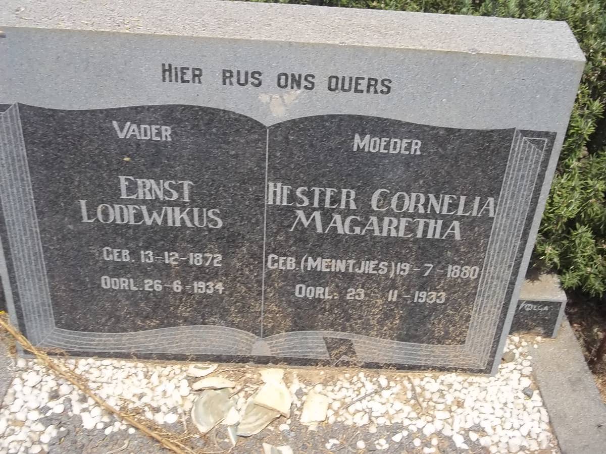 ? Ernst Lodewikus 1872-1934 &amp; Hester Cornelia Magaretha nee MEINTJIES 1880-1933