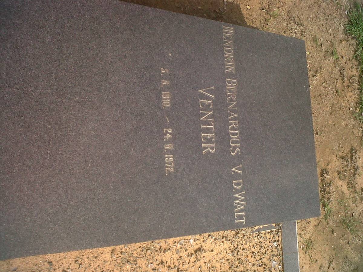 VENTER Hendrik Bernardus V.D. Walt 1910-1972