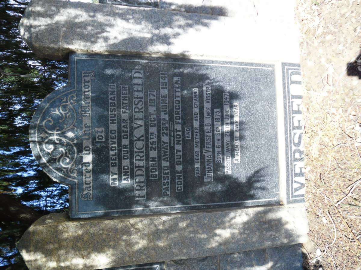 VERSFELD Frederick 1871-1941 &amp; Johanna VISSER 1875-1947