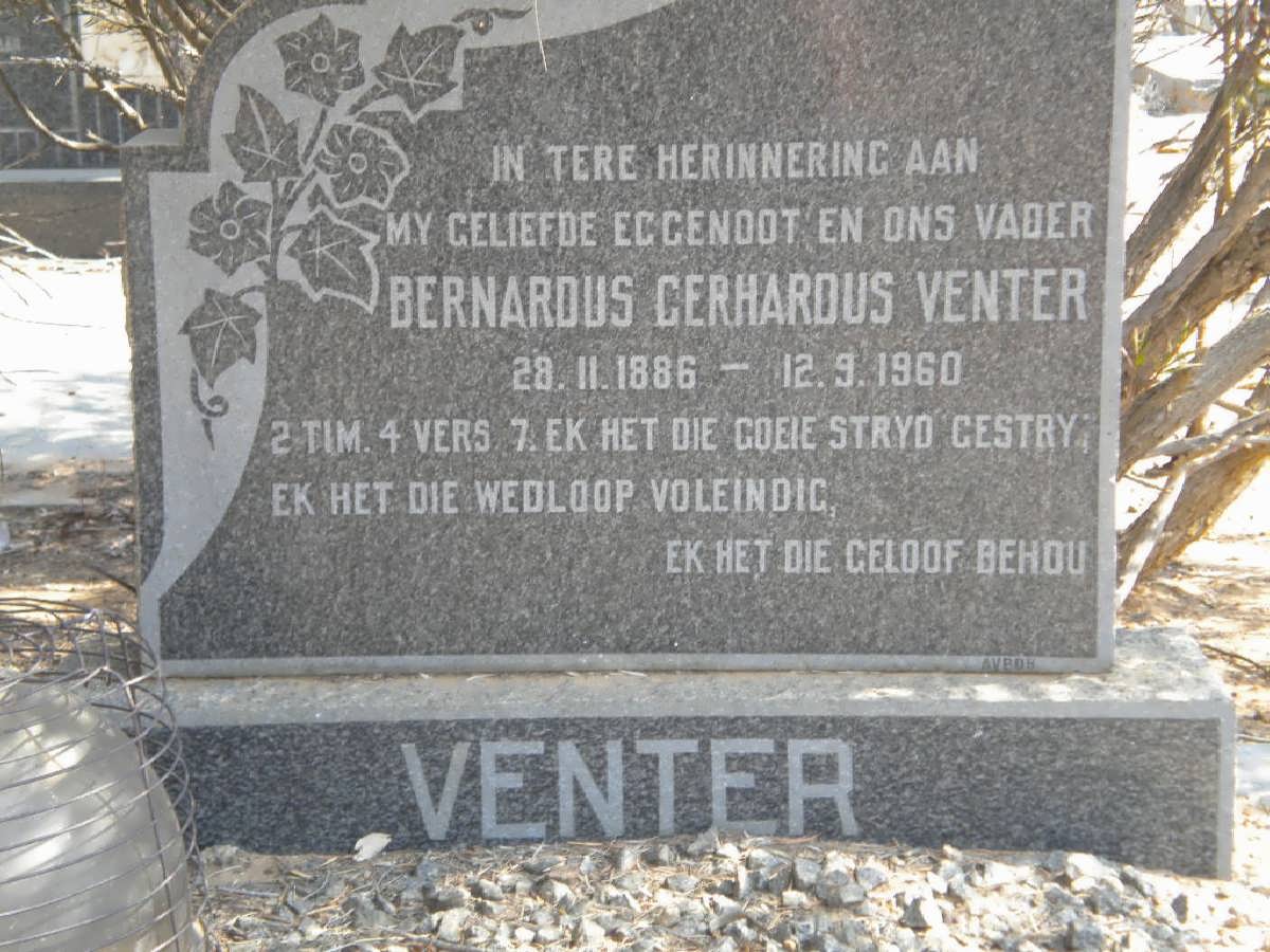 VENTER Bernardus Gerhardus 1886-1960