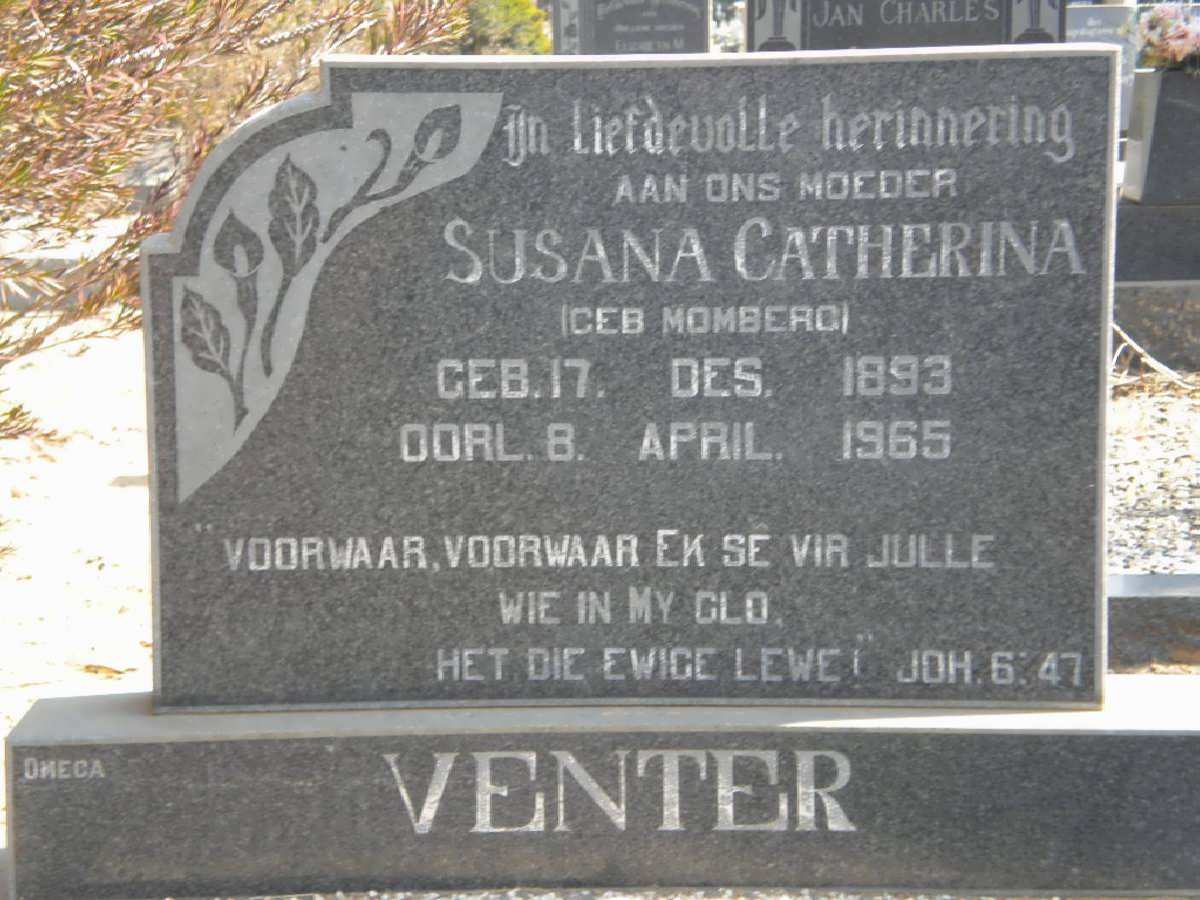 VENTER Susana Catharina nee MOMBERG 1893-1965