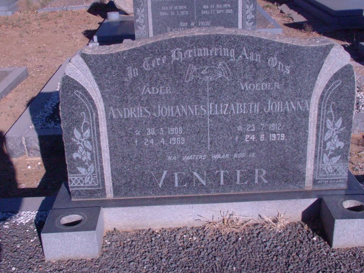 VENTER Andries Johannes 1908-1969 &amp; Elizabeth Johanna 1912-1979