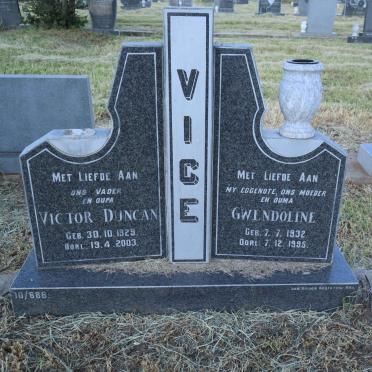 VICE Victor Duncan 1929-2003 &amp; Gwendoline 1932-1995