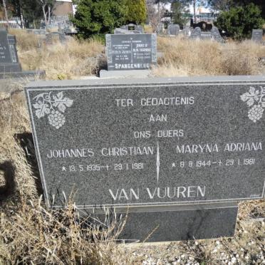VUUREN Johannes Christiaan, van 1935-1981 &amp; Maryna Adriana 1944-1981