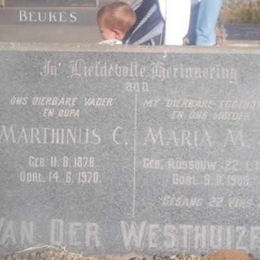 WESTHUIZEN Marthinus C., van der 1878-1970 &amp; Maria M.J. ROSSOUW 1884-1968