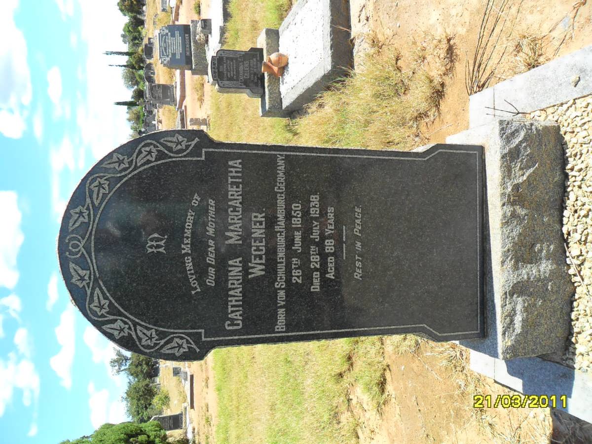 WEGENER Catharina Margaretha nee VON SCHULENBURG 1850-1938