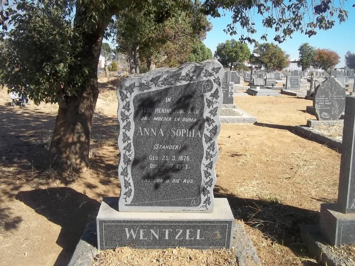 WENTZEL Anna Sophia nee STANDER 1876-1953