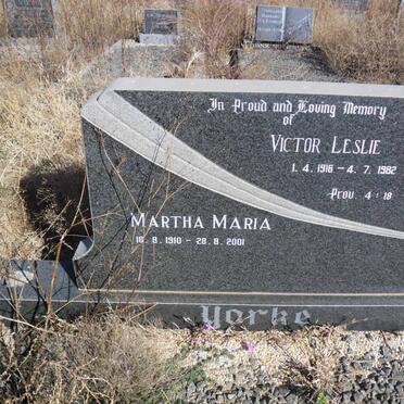 YORKE Victor Leslie 1916-1982 &amp; Martha Maria 1910-2001