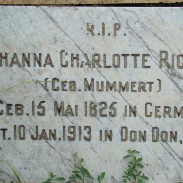 RICHTER Johanna Charlotte nee MUMMERT 1825-1913