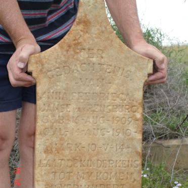 RENSBURG Anna Fredrieca, Janse van 1909-1910