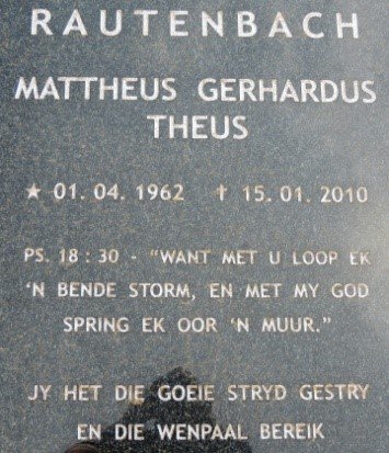 RAUTENBACH Mattheus Gerhardus 1962-2010