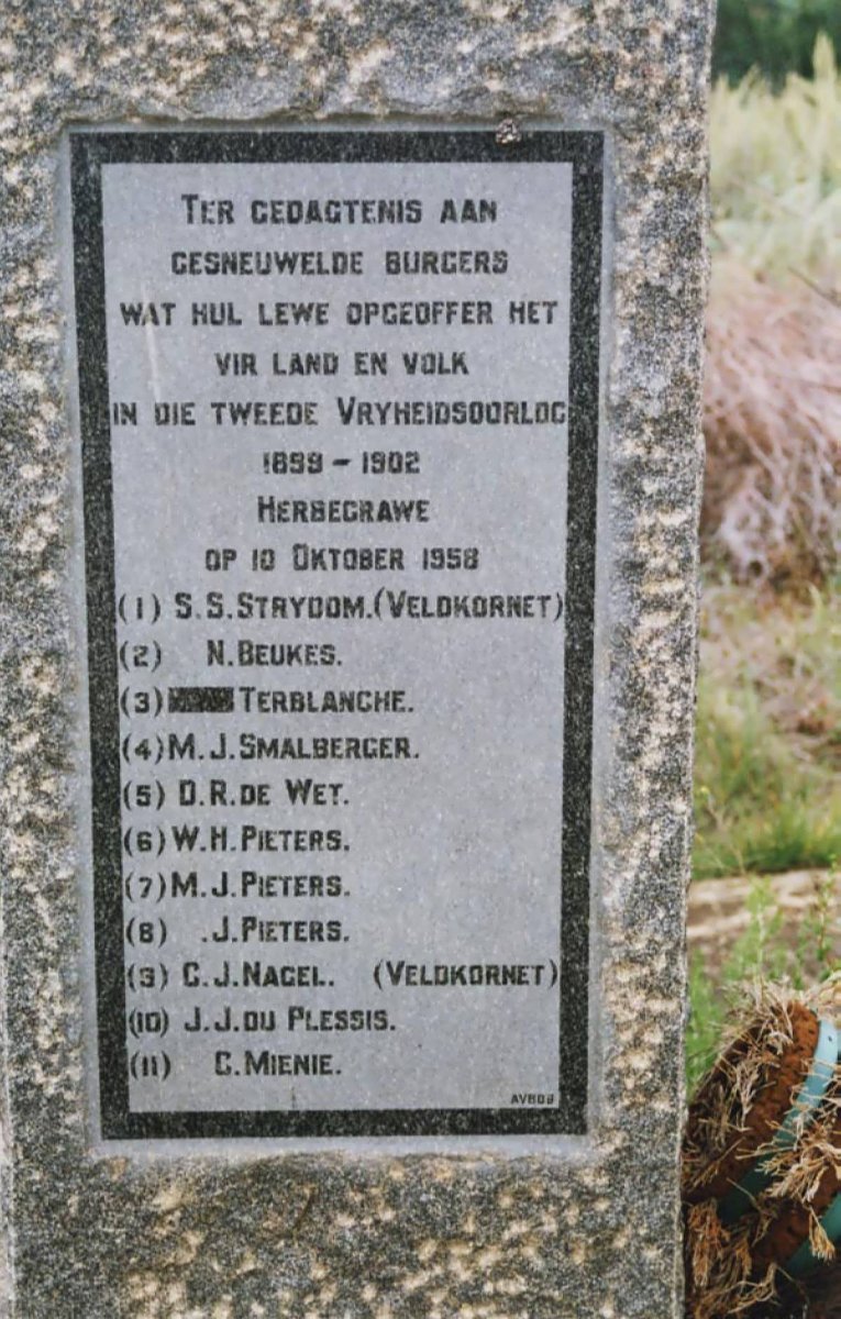 1. In Memory of Burgers of Second BOER WAR 1899-1902