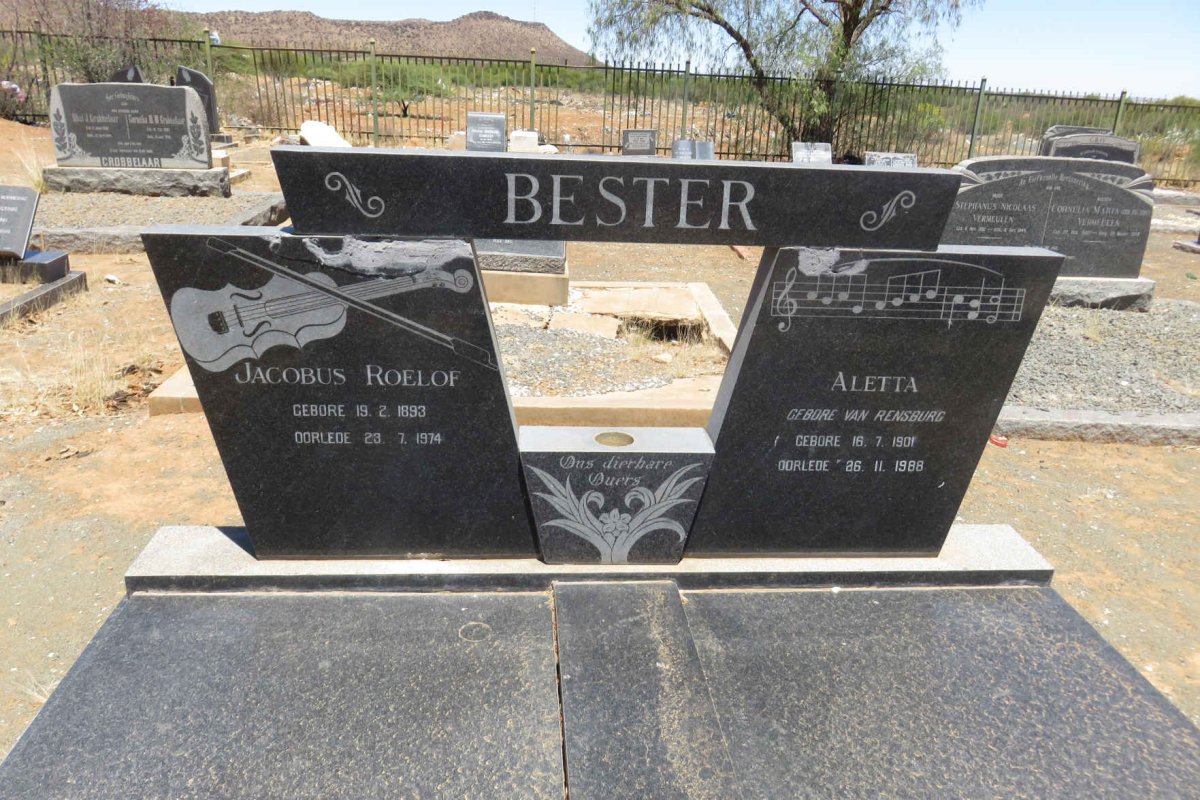BESTER Jacobus Roelof 1893-1974 &amp; Aletta VAN RENSBURG 1901-1988