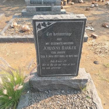 BARKER Johanna nee JOOSTE 1917-1951