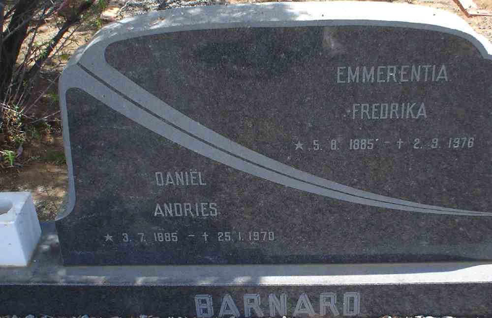 BARNARD Daniel Andries 1885-1970 &amp; Emmerentia Fredrika 1885-1976