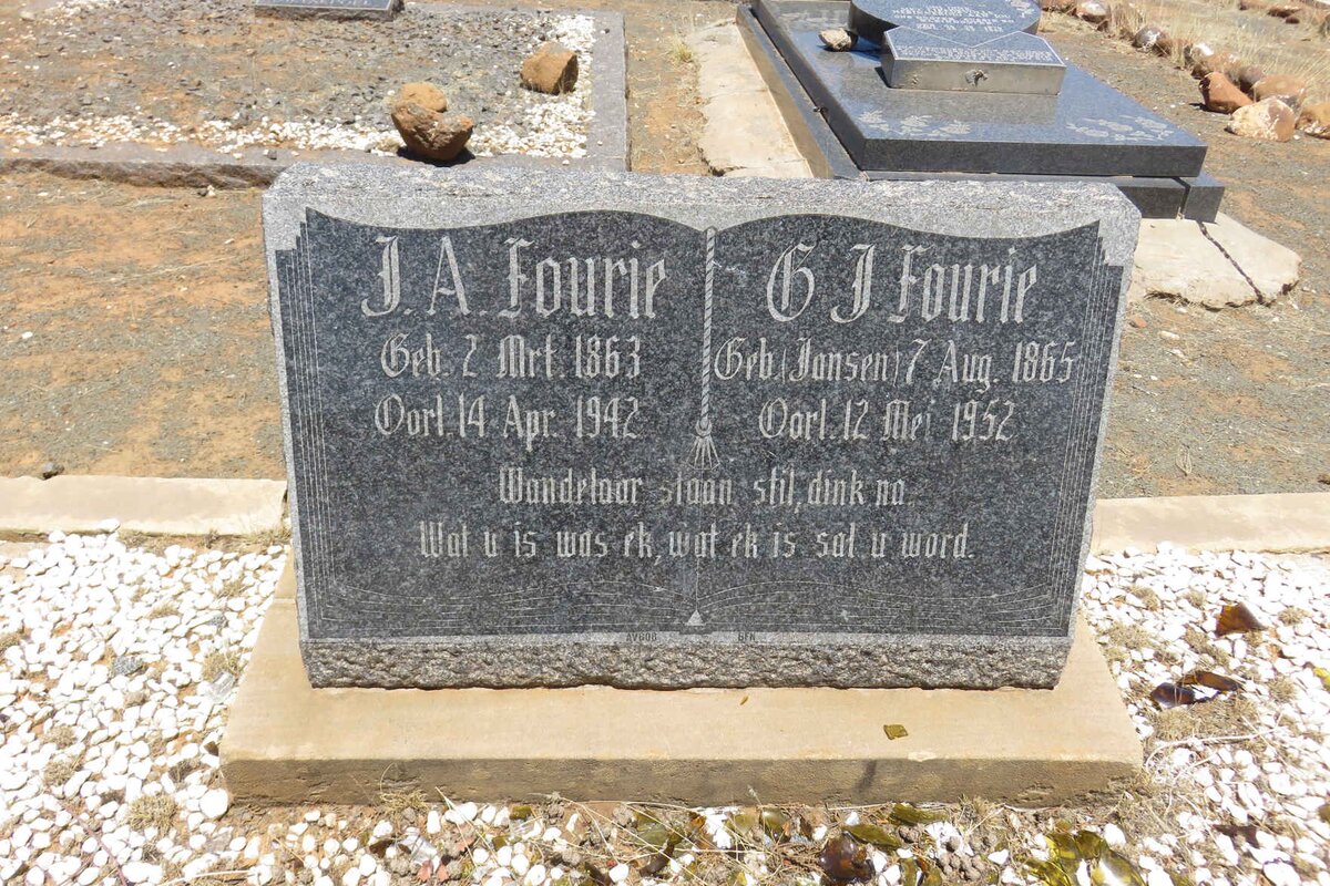 FOURIE J.A. 1863-1942 &amp; C.J. JANSEN 1865-1952