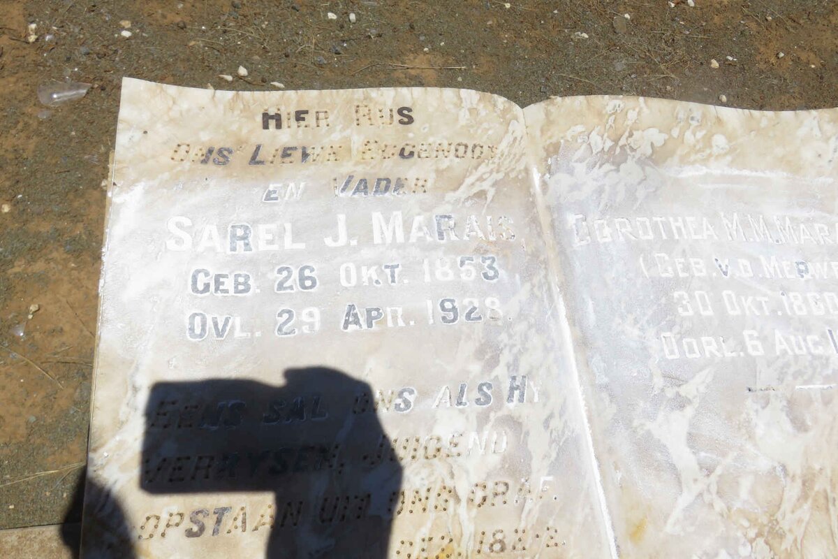 MARAIS Sarel J. 1853-1928 &amp; Dorothea M.M. V.D. MERWE 1860-1939