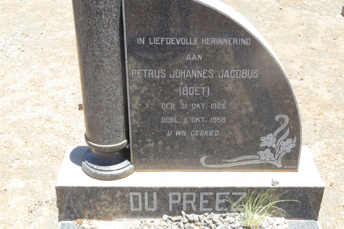 PREEZ Petrus Johannes Jacobus, du 1926-1958