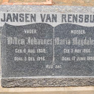 RENSBURG Willem Johannes, Jansen van 1858-1946 &amp; Maria Magdalena 1860-1958