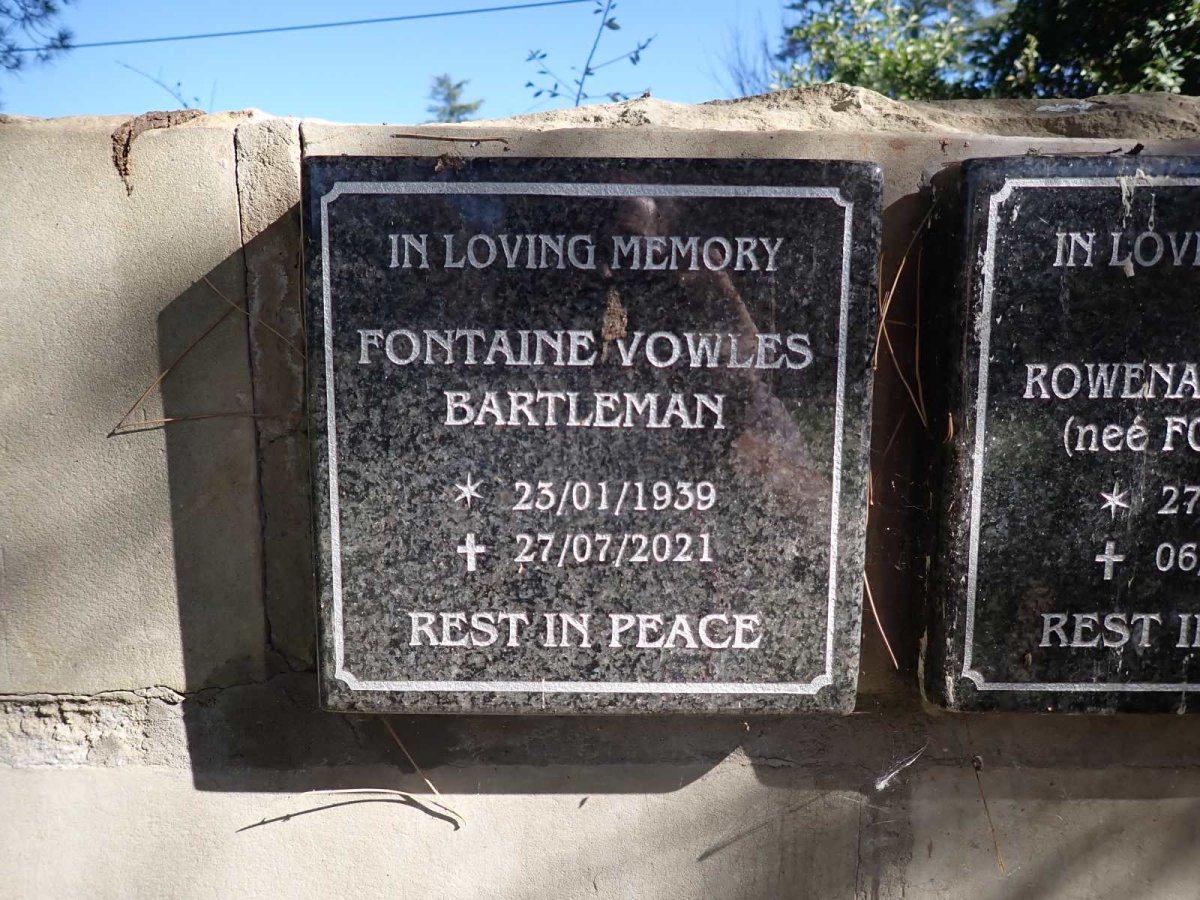 BARTLEMAN Fontaine Vowles 1939-2021