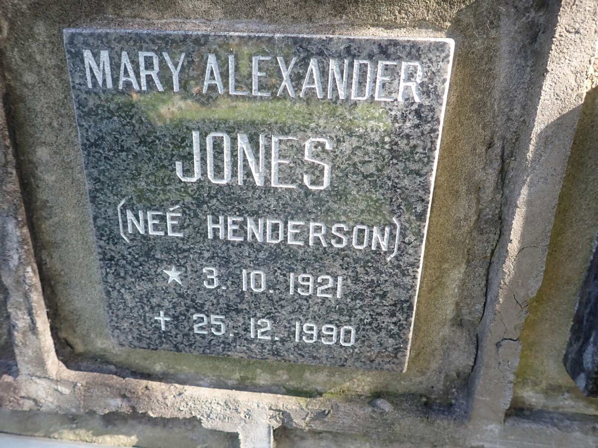 JONES Mary Alexander nee HENDERSON 1921-1990