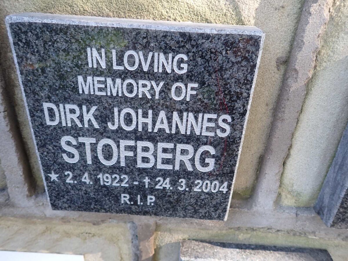 STOFBERG Dirk Johannes 1922-2004