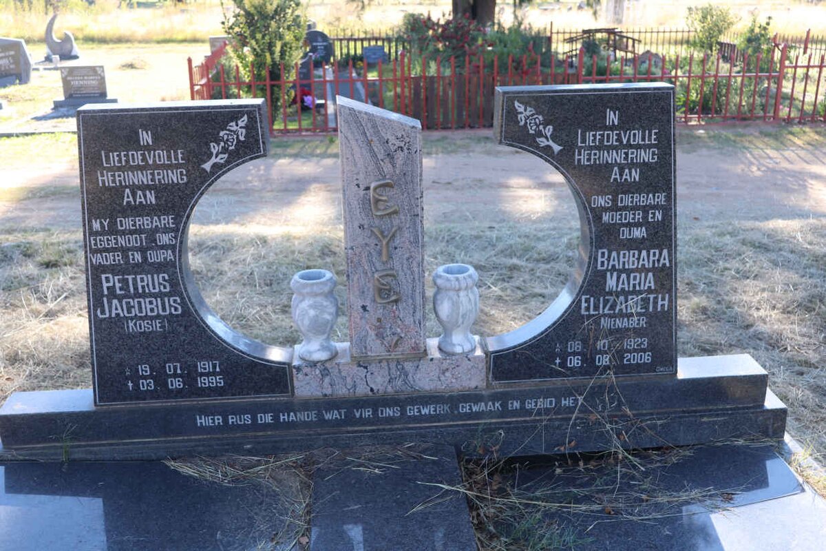 ?EYE? Petrus Jacobus 1917-1995 & Barbara Maria Elizabeth NIENABER 1923-2006