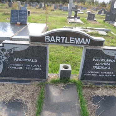 BARTLEMAN Archibald 1922-2004 & Wilhelmina Jacoba Fredrika 1921-2002 