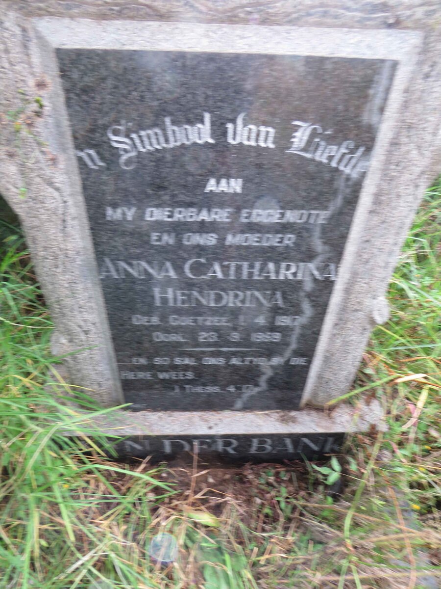 BANK Anna Catharina Hendrina, van der nee COETZEE 1917-1959