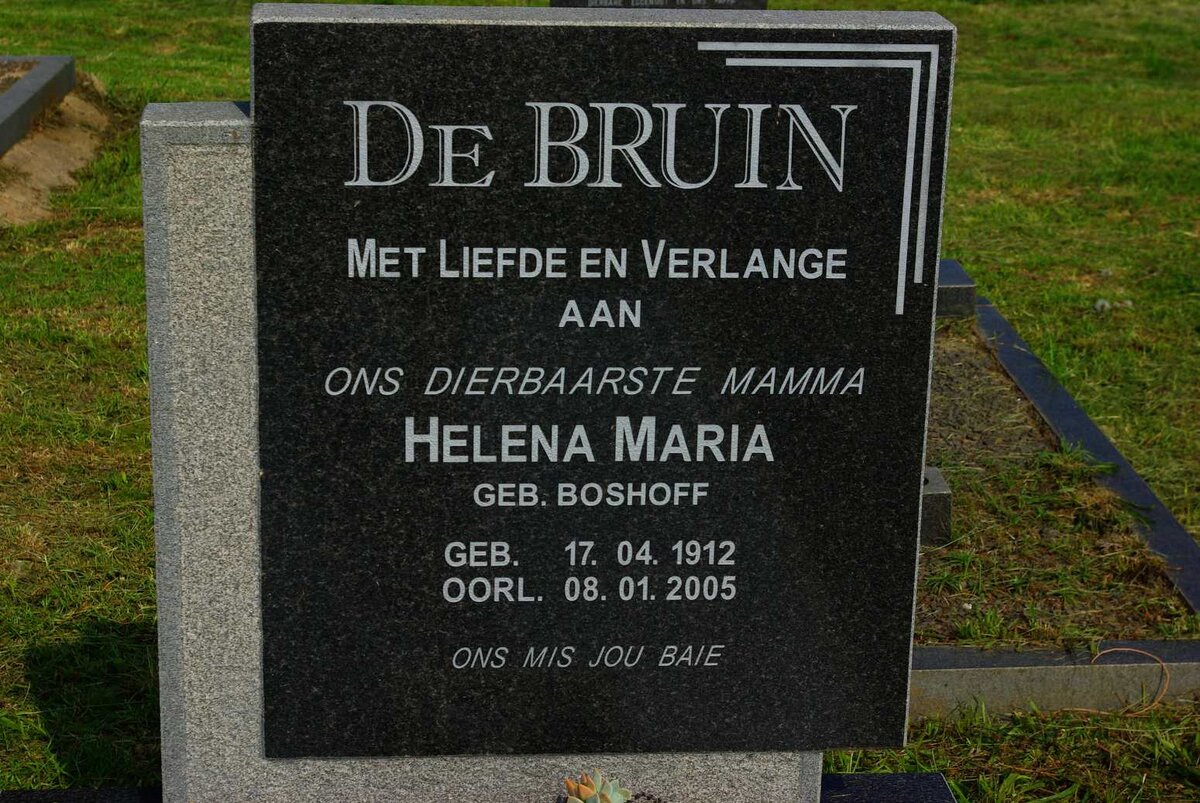BRUIN Helena Maria, de nee BOSHOFF 1912-2005
