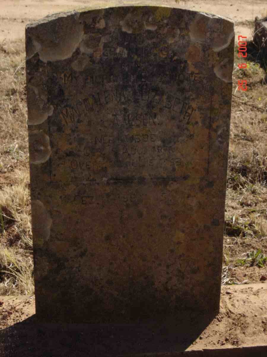 CAALSEN Magdalena Elizabeth nee LUBBE 1876-1933