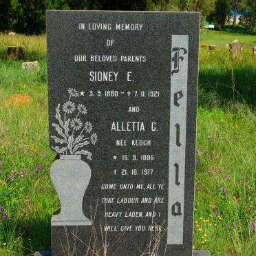 FELLA Sidney E. 1880-1921 &amp; Alletta C. KEOCH 1886-1977