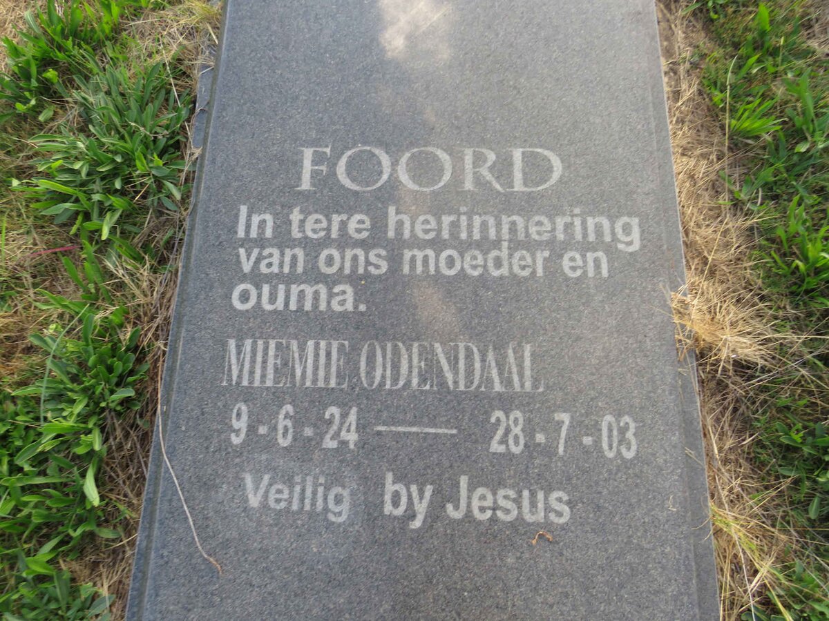 FOORD Miemie Odendaal 1924-2003