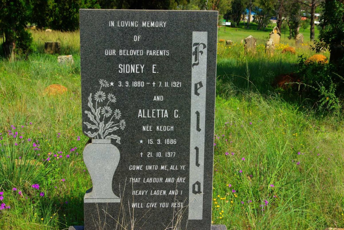 FELLA Sidney E. 1880-1921 &amp; Alletta C. KEOCH 1886-1977